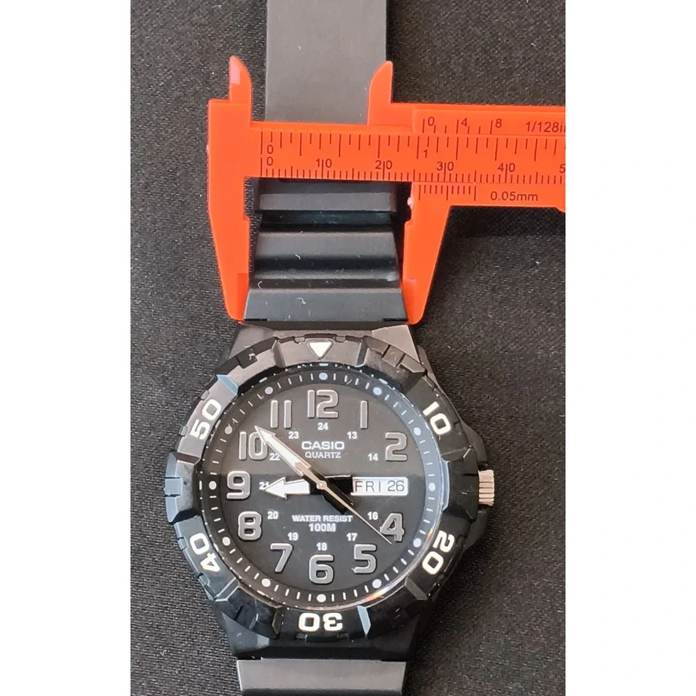 Casio Quartz Men's Watch Water Resistant 100M Black Easy Read Dial #W5371